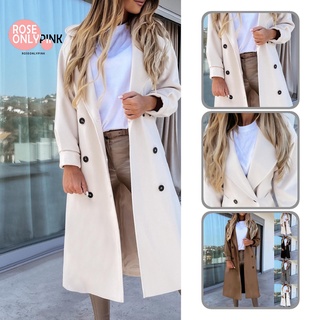 [roseonlypink] chaqueta abrigo de invierno cálido traje cuello manga larga abrigo doble botonadura para oficina