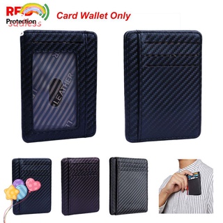 SADLESS Fashion Slim Wallet Pu Leather Anti-chief RFID Blocking Credit Card Holder Carbon Fiber Men's Coin Pocket Money Clip