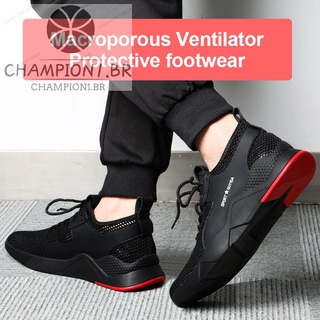 1 par de zapatillas de deporte resistentes de seguridad zapatos de trabajo transpirable antideslizante prueba de pinchazos para hombres (6)