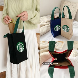 Starbucks lona mano beg Tote bolsa blanco negro almuerzo Tote Camping al aire libre de alimentos almacenamiento cubo bolsa bolso bolso bolso