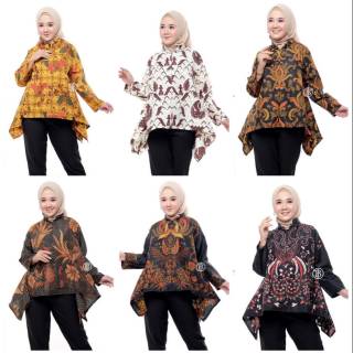 Batik blusa cuello Sanghai Matt Superior Primis algodón Jaya Batik Tops para mujer por TOHAJAYA