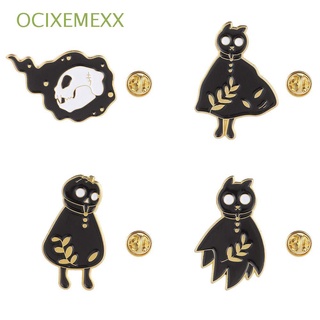OCIXEMEXX Clothing Bag Decor Brooch Witchcat Cartoon Pictures Cat Enamel Pin Horror Black Cat Jewelry Halloween Lapel Pins
