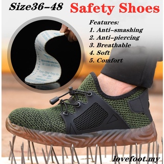 Más el tamaño 36-48 hombres\mujeres zapatos de seguridad transpirable zapatos de trabajo de acero botas dedo del pie zapatillas de deporte al aire libre