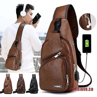 ONELOVE Men's Shoulder Bag Sling Chest Pack USB Charging Sports Crossbody Handbag 2020