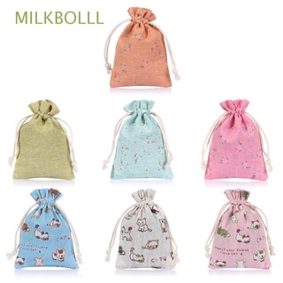 MILKBOLLL 10pcs Cotton Wedding Favors Food Storage Party Supplies Drawstring Gift Bags Linen Jewelry Pouches Hessian Jute Holders High Quality Birthday Party Printed Candy Bag