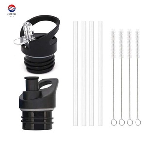 Sports Water Bottle Straw Lid,Flip Cap, 4 Straw,4 Cleaning Brushes