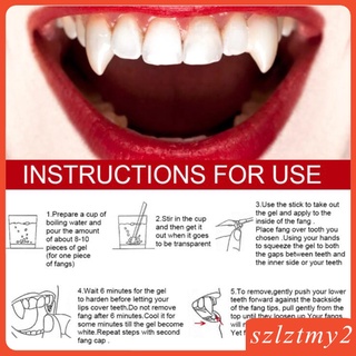 [galendale] Colmillos de vampiro retráctiles de Halloween Cosplay Horror juego de dientes falsos reutilizables (5)