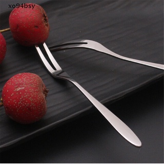 [xo94bsy] 6 piezas creativos de acero inoxidable signo de fruta de dos dientes tenedor pastel postre horquilla [xo94bsy]