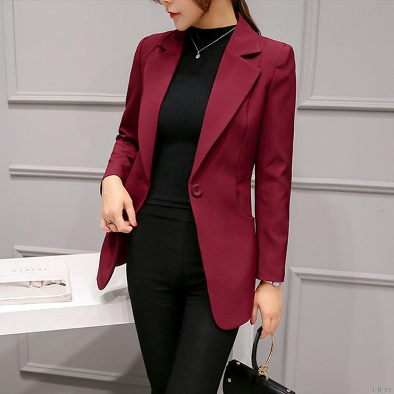 Big SLAE Lady Formal Blazers vino rojo negro mujeres Blazers y chaquetas (1)