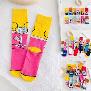 Un par de calcetines estampados de animales de dibujos animados tubo largo divertido Casual Anime novedad patrón calcetines para niños verano nuevo