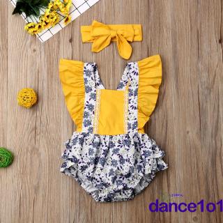 Rnewborn Baby Girl Floral mameluco mono+diadema conjunto de ropa