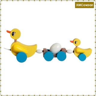 Yellow Duck Pull-Along Wooden Toy, Bright Colors for Toddler Baby Walker (2)