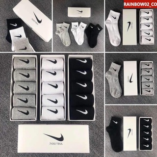 Promotion Calcetines deportivos Nike 100% originales 5 pares de calcetines deportivos unisex blanco, negro y gris de alta calidad rainbow02_co