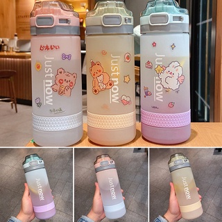 botella deportiva con ventosa suave 600 ml linda escala botella de agua flip top tapa con cerradura color degradado para viajes al aire libre