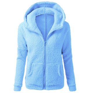 Beauty1 mujeres con capucha suéter abrigo invierno cálido lana cremallera abrigo algodón abrigo Outwear (2)