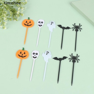 timehee 10pcs mini niños halloweenfruit tenedor de dibujos animados snack pastel postre comida palillo de dientes. (3)