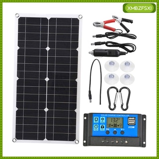 100Watt 18V Monocristalino De Silicona Panel Solar Módulo Controlador De Carga + Conector Cables De Extensión Kit De Accesorios