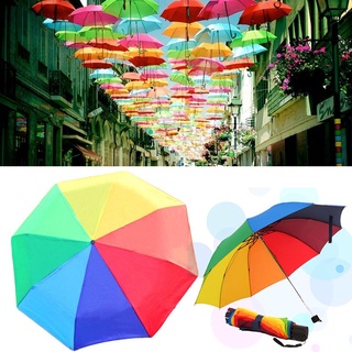TRI Paraguas triple arco iris Anti-ultravioleta paraguas de moda parasol compacto impermeable paraguas