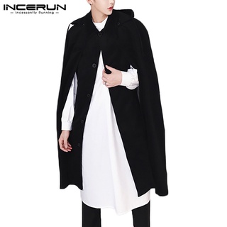 Incerun hombres invierno Vintage moda murciélago manga capa negro con capucha suelta capa