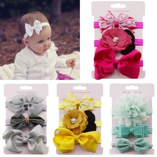 3pcs niños elástico floral diadema pelo niñas bebé bowknot hairband set