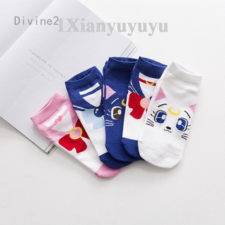 divine Anime Sailor Moon Cosplay Ankle Socks Girls Cross Embrodiery Short Socks Hot