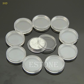 Syd Hot 10pcs 20 mm transparente redondo casos de almacenamiento de monedas cápsulas titular de plástico redondo
