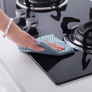 delapuente paño de limpieza engrosado de microfibra toalla de plato trapos de cocina durable anti-grasa absorción de agua trapo limpiador/multicolor (9)