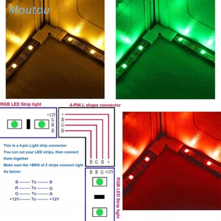 MOU RGB- barra de luz LED 4 pines tira de luces conector de esquina tipo L 10Pcs sin soldadura (1)