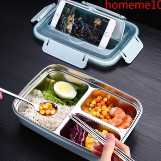 [Ready Stock] Lunch Box 1000ml Stainless Steel Bento Box With Spoon And Chopsticks New