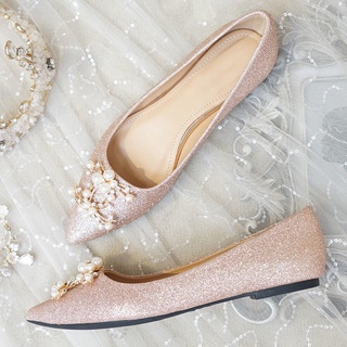 Más Size34-44boda zapatos de novia plana zapatos de las mujeres planas de la boca poco profunda punta lentejuelas cristal zapatos planos