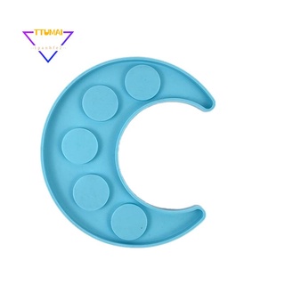 Essential Oil Tray Plate Epoxy Resin Mold 5-Hole Moon Candlestick Silicone Mould DIY Crafts Decorations Casting Tools