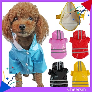cheersm Dog Reflective Waterproof Raincoat Teddy Puppy Hooded Jacket Coat Pet Clothes