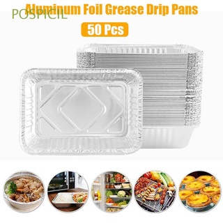 POSPICIL Disposable BBQ Drip Pan Recyclable Kitchen Supplies Grease Drip Pan Tin Outdoor Replacement Barbecue Aluminum Foil 50 Pcs Kitchenware/Multicolor