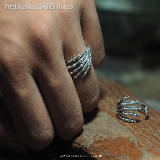[en stock] amante anillo maestro s original 925 palma de la boca viva anillo de plata de ley oscuro retro anillo hecho a mano hombres y mujeres salvaje pareja anillo