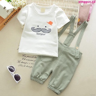 Mybaby camiseta de manga corta con estampado de manga corta para niños/ropa para bebé/pantalones con correa