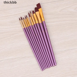 Thickbb - juego de 10 pinceles de pintura morada de nailon, acuarela, acrílico, dibujo al óleo, suministros de arte BR (3)