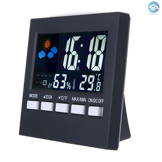 pantalla digital termómetro humedad reloj colorido interior al aire libre monitor de temperatura alarma lcd alarma calendario clima con función snooze