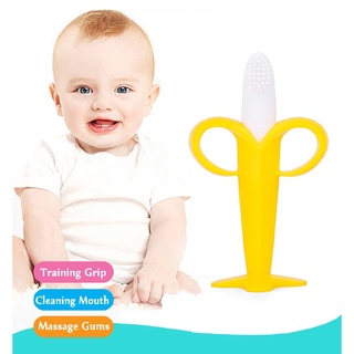Bebé de silicona de entrenamiento cepillo de dientes libre de BPA forma de plátano niños y niñas seguro Toddle mordedor juguetes masticar anillo de regalo para bebé bebé masticar