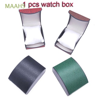 maahs caja de reloj de pulsera de lujo de cuero sintético arco soporte de almacenamiento de plástico de alta calidad joyero/multicolor