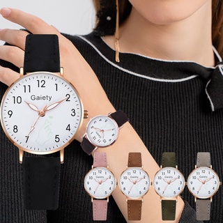 Reloj de mujer Reloj de cuarzo analógico Dial de puntero luminoso Reloj de cuero informal para mujer