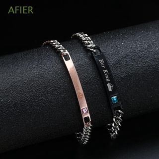AFIER Gift Couple Bracelets Jewelry Stainless Steel Her King Men and Women Fashion Crystal Crown Love Bangle His Queen