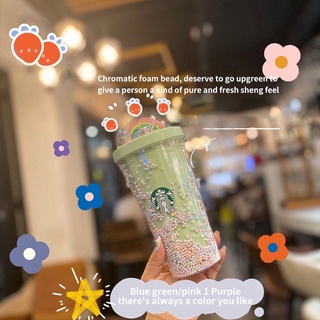 Rainbow Star taza fría vaso de doble capa de plástico taza de café vaso con botella de agua de paja reutilizable 550ml HAL139?