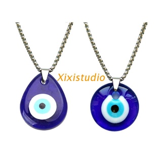 Xixi collar con colgante De aleación De plata redonda con Forma De ojo y Forma De Gota De ojos Para Proteger la suerte Para mujer hombres regalos