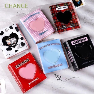 CHANGE Stationery Photo Album Mini Album Collect Book Kpop Card Holder Love Heart Hollow Kawaii Kpop Card Binder 3inch Business Card Photocard Holder