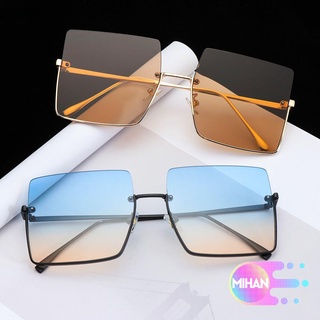 Mihan nuevas gafas de sol Semi-rimless Retro mujeres cuadradas gafas de sol de Metal medio marco de Metal Streetwear moda hombres gafas de gran tamaño