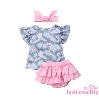 Ty-kid ropa 3pcs Flamingo impresión traje bebé niñas mosca camisa