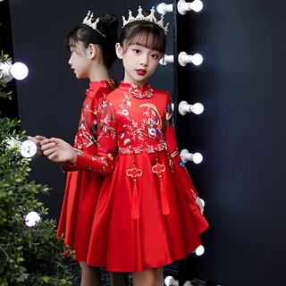 Chino año nuevo ropa china año nuevo estilo chino Cheongsam vestido 2021 bebé niños ropa completa e invierno ropa