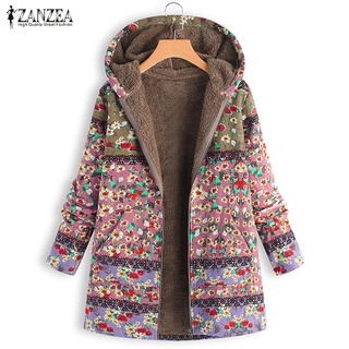 Zanzea abrigo De lana con estampado De talla grande Vintage para mujer