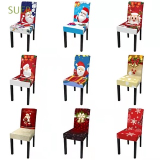 suer banquete silla de navidad cubre anti-sucio santa impresión cubierta de asiento elástico extraíble cocina decoración del hogar silla de comedor cubierta de diapositivas