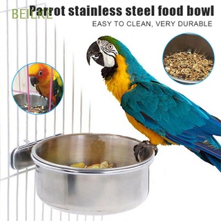 BEILKE Coop Bird Feeder|Cage Accessories Bird Supplies Anti-turnover Feeding Cup Stainless Steel Parrot Food Water Container Birds Hanging Bowl